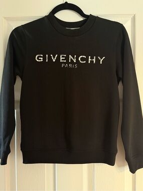 Givenchy Black Crewneck Sweatshirt with Red Tab